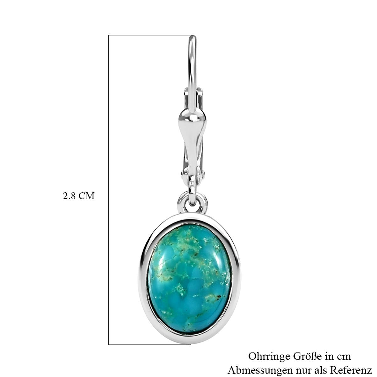 Sierra Nevada Türkis Ohrringe, 925 Silber platiniert ca. 2.51 ct