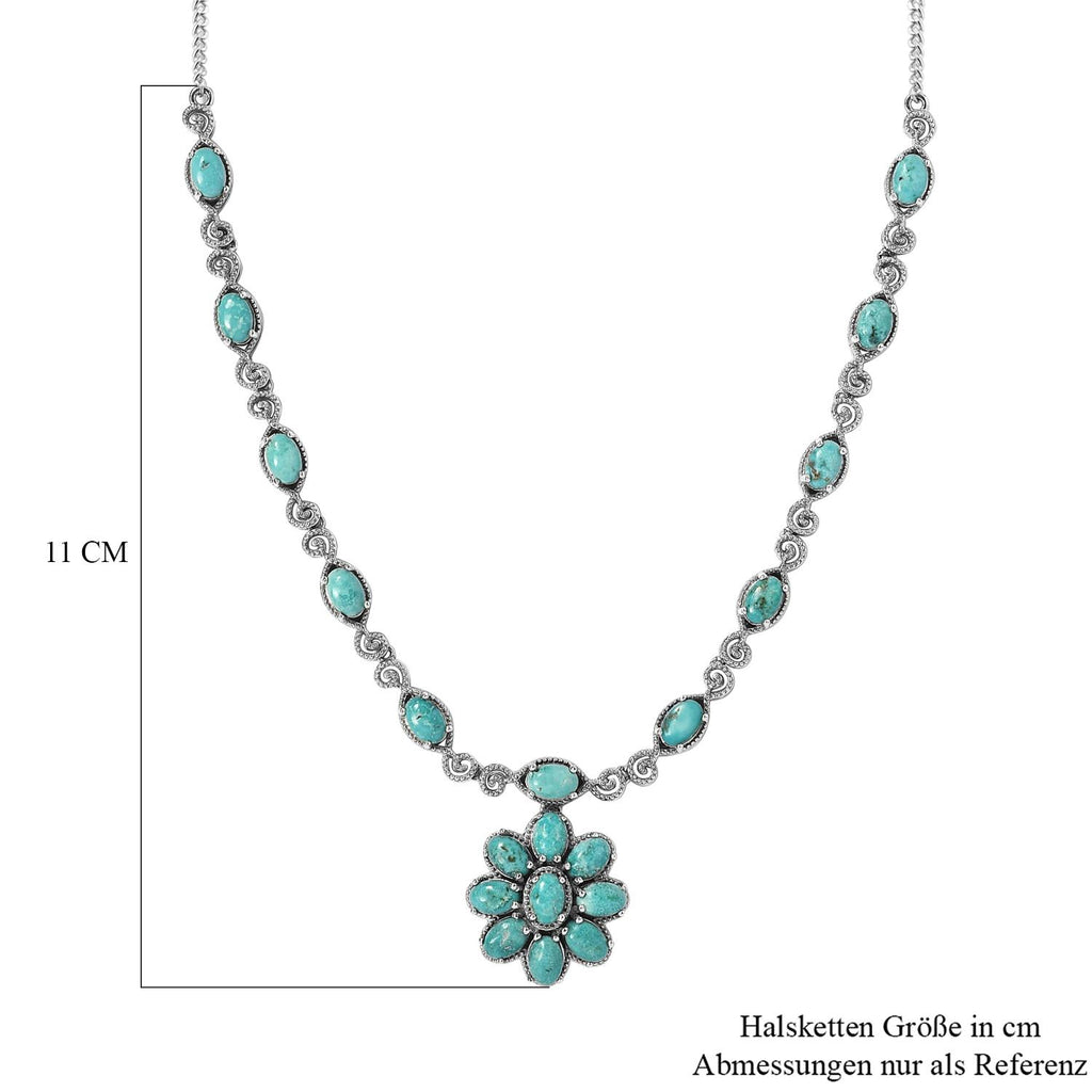 Sierra Nevada Türkis Halskette, ca. 45 cm, 925 Silber platiniert ca. 9,62 ct