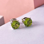 Natürliche Peridot Ohrringe, 925 Silber platiniert ca. 2,72 ct