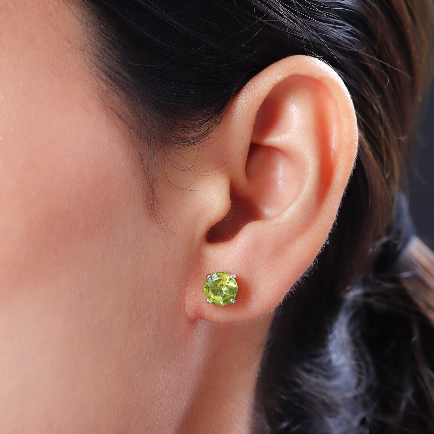 Natürliche Peridot Ohrringe, 925 Silber platiniert ca. 2,72 ct