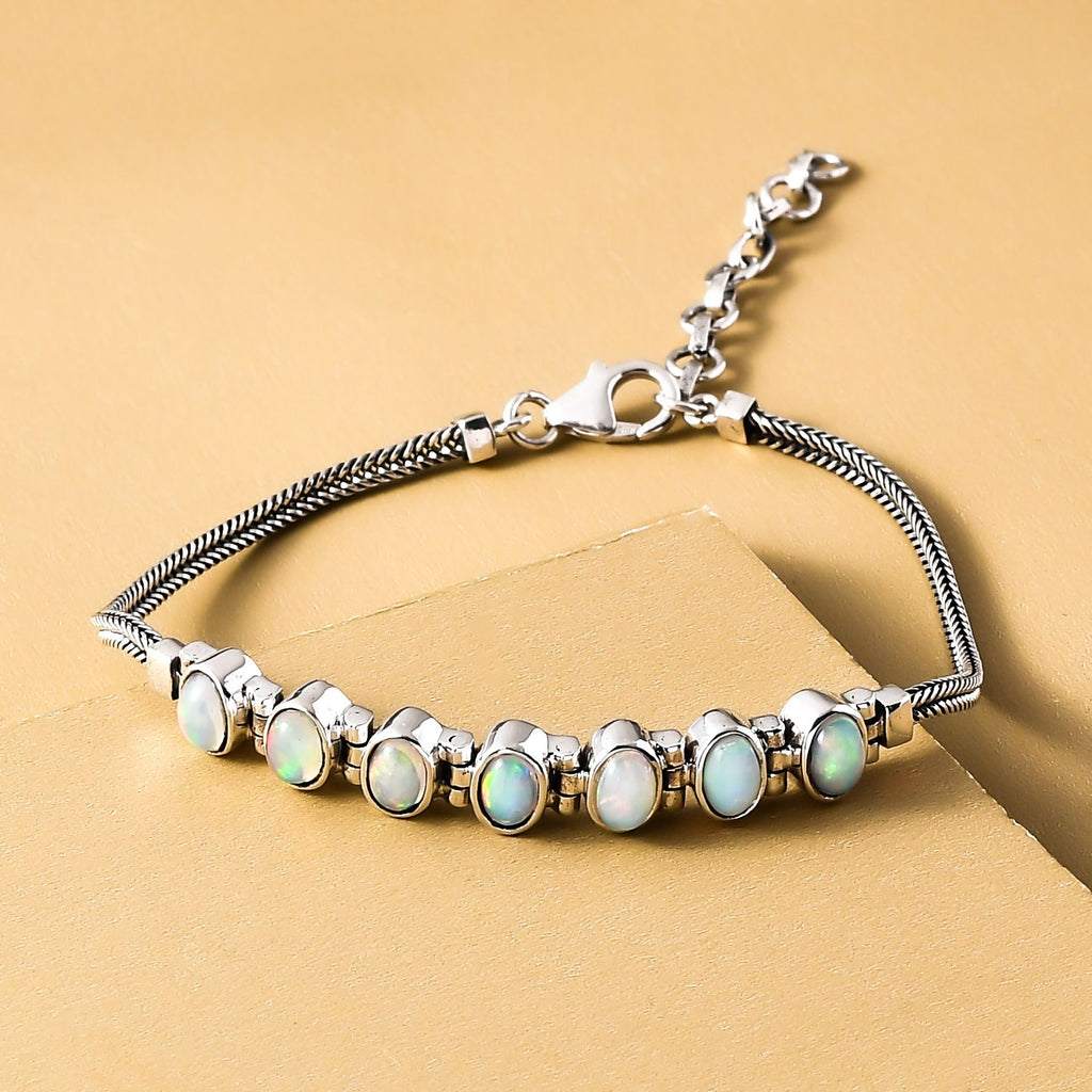 Natürliches, äthiopisches Welo Opal Armband, ca. 19 cm, 925 Silber ca. 2.73 ct