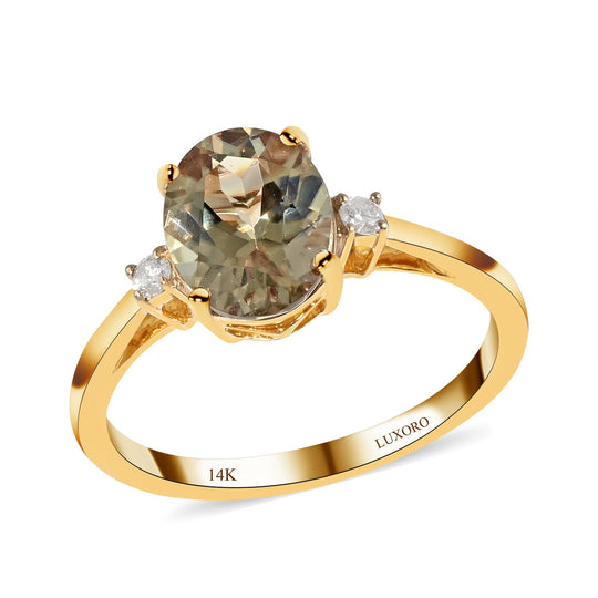LUXORO AAA Turkizit und weißer Diamant-Ring, zertifiziert und geprüft, 585 Gold (Größe 19.00) ca. 2,10 ct