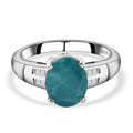 Grandidierit und weißer Diamant-Ring, 925 Silber platiniert (Größe 19.00) ca. 2.99 ct