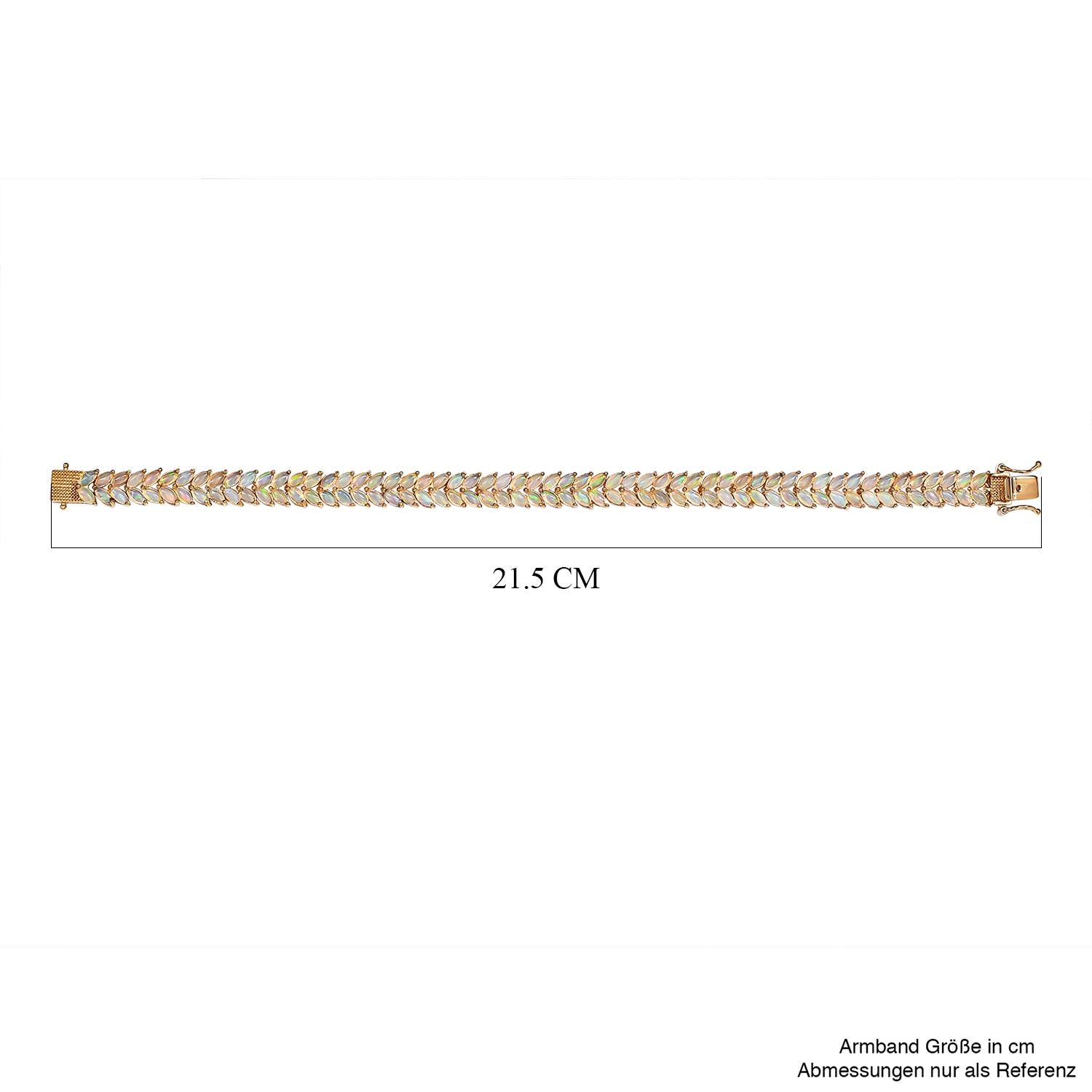 Natürliches, äthiopisches Welo Opal Armband, ca. 20 cm, 925 Silber vergoldet ca. 10.60 ct