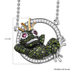 GP Trionfo Kollektion - Rhodolith Granat, natürliche Chromdiopsid und weiße Zirkon Halskette, ca. 45 cm, 925 Silber, platiniert ca. 2.14 ct