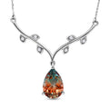 Aqua Terra Costa Quarz Triplett und Zirkon-Halskette, 925 Silber platiniert, 6,33 ct.