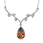 Aqua Terra Costa Quarz Triplette und weiße Zirkon Halskette, ca. 45 cm, 925 Silber platiniert ca. 6.33 ct