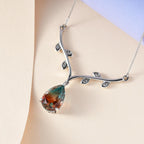 Aqua Terra Costa Quarz Triplette und weiße Zirkon Halskette, ca. 45 cm, 925 Silber platiniert ca. 6.33 ct