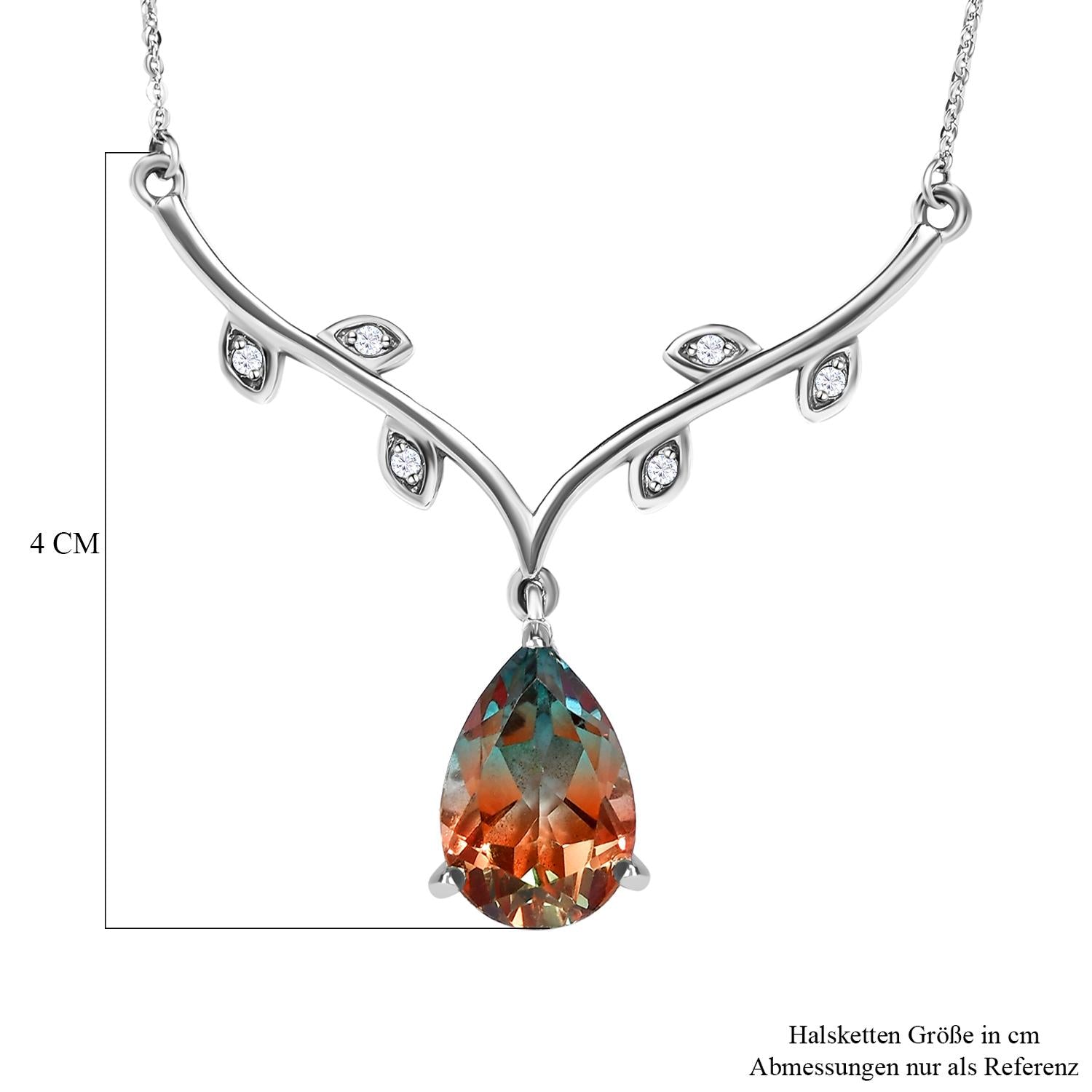 Aqua Terra Costa Quarz Triplette und weiße Zirkon Halskette, ca. 45 cm, 925 Silber platiniert ca. 6.33 ct