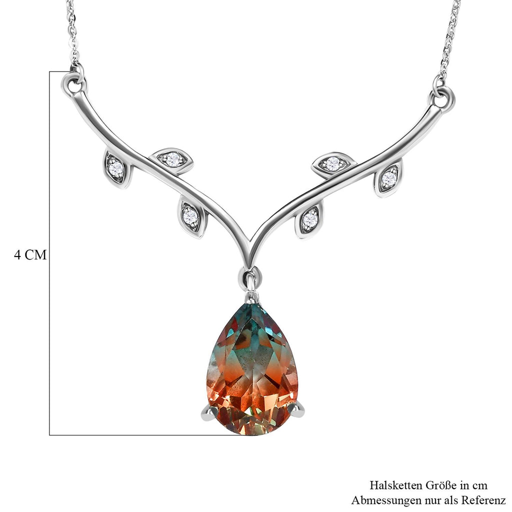 Aqua Terra Costa Quarz Triplette und weiße Zirkon Halskette, ca. 45 cm, 925 Silber platiniert ca. 6.33 ct