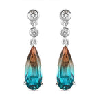 Aqua Terra Costa Quarz Triplett und weiße Zirkon-Ohrringe, 925 Silber platiniert ca. 6,67 ct