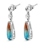 Aqua Terra Costa Quarz Triplett und weiße Zirkon-Ohrringe, 925 Silber platiniert ca. 6,67 ct