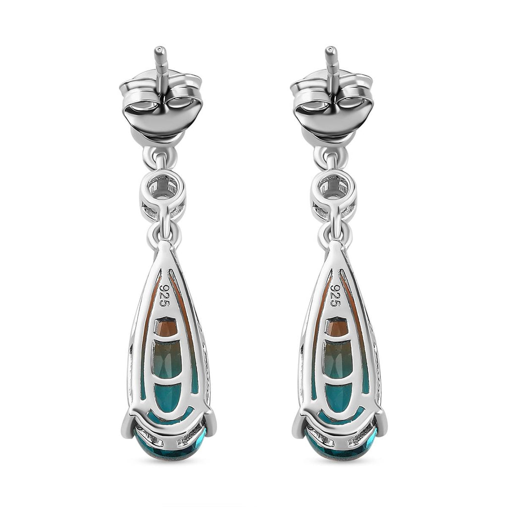 Aqua Terra Costa Quarz Triplett und weiße Zirkon-Ohrringe, 925 Silber platiniert ca. 6,67 ct