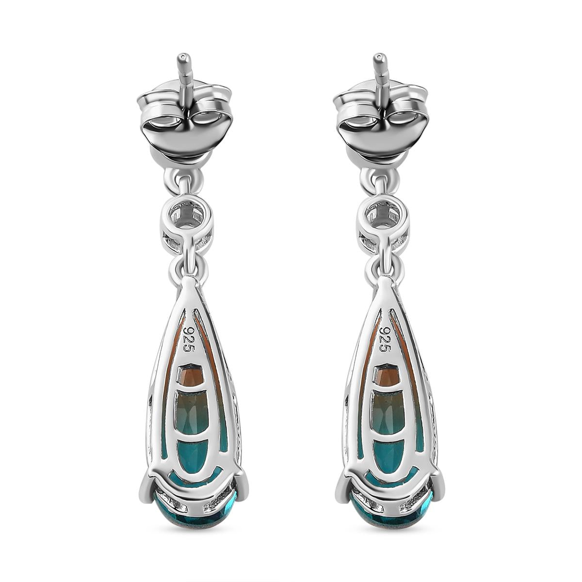 Aqua Terra Costa Quarz Triplett und weiße Zirkon-Ohrringe, 925 Silber platiniert ca. 6,67 ct