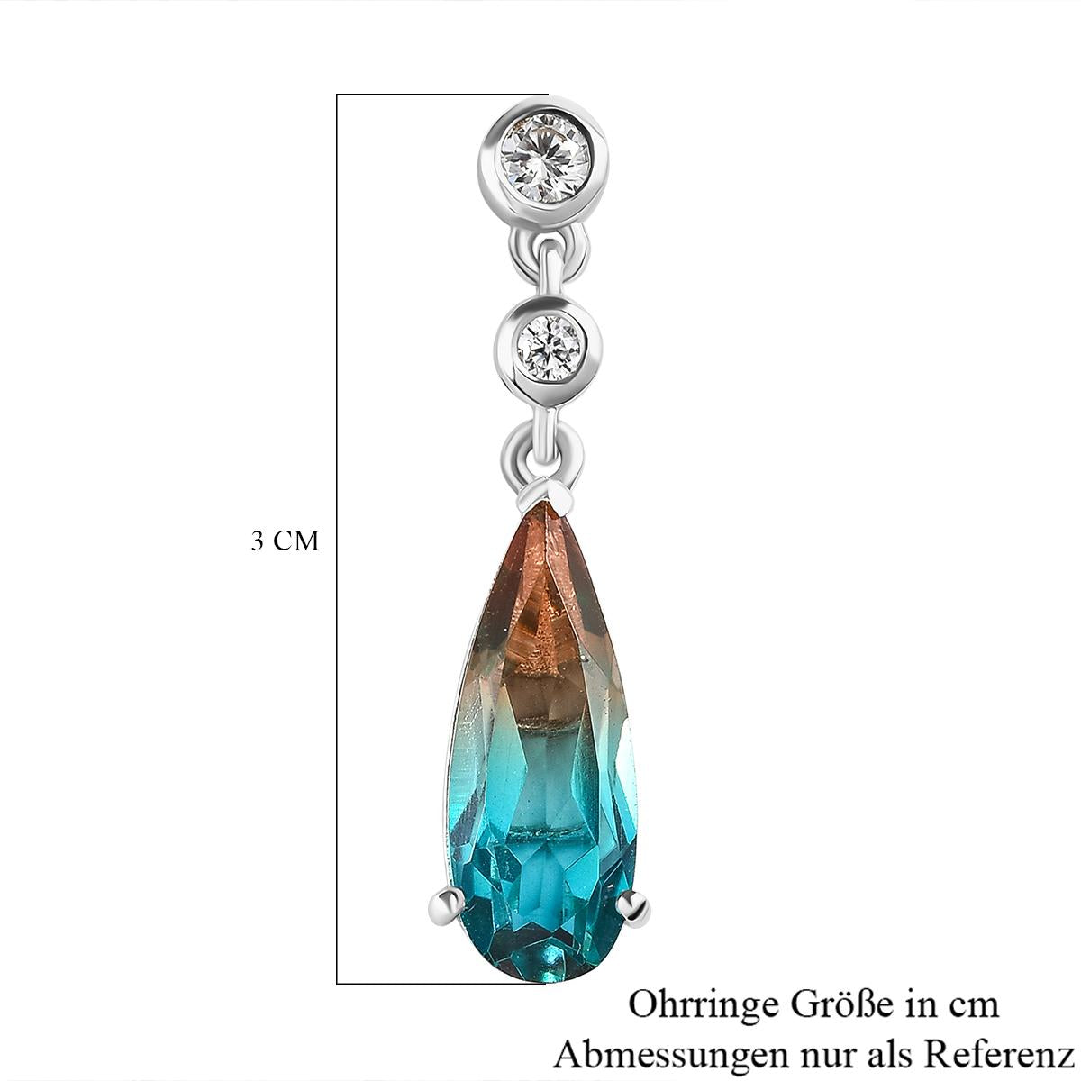 Aqua Terra Costa Quarz Triplett und weiße Zirkon-Ohrringe, 925 Silber platiniert ca. 6,67 ct