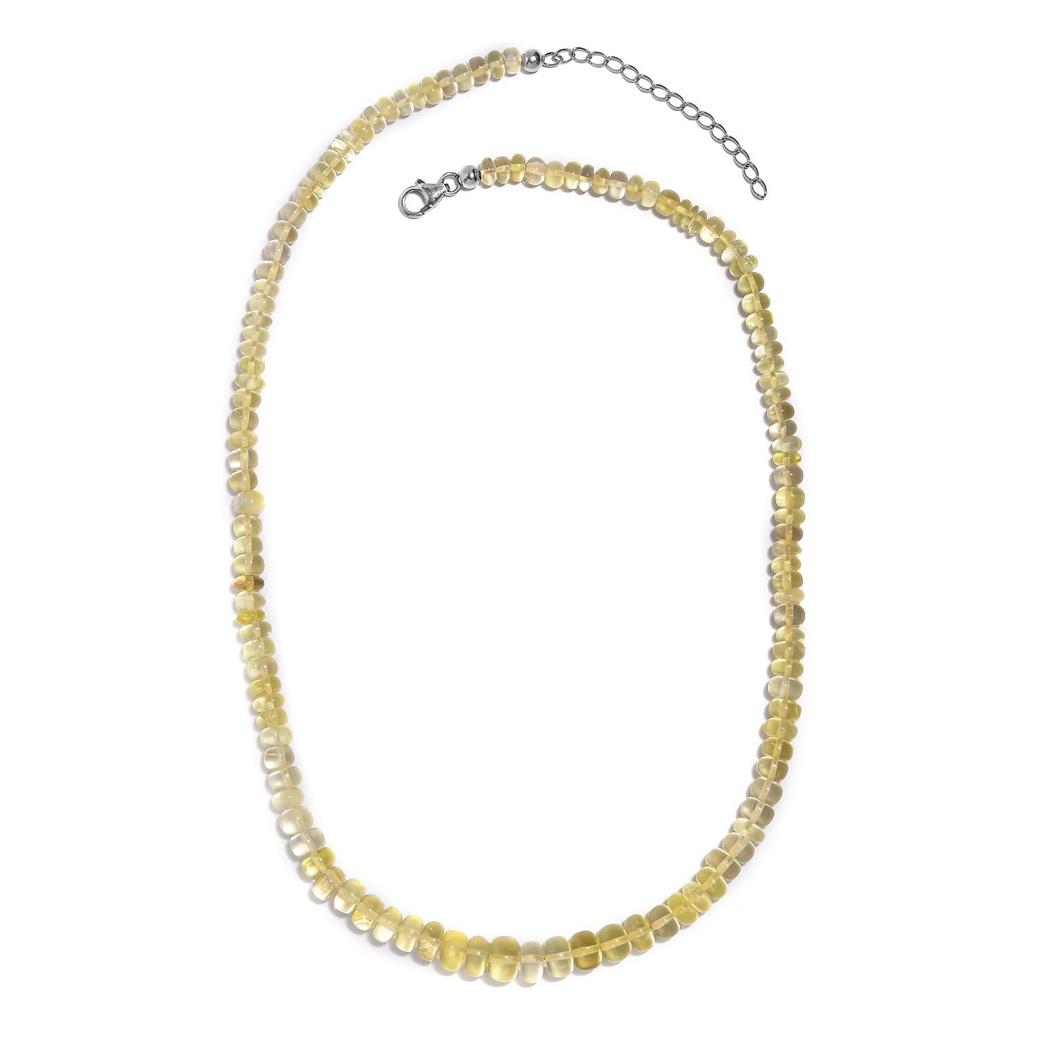 Lemon Quarz Halskette, ca. 45 cm, 925 Silber ca. 120.00 ct