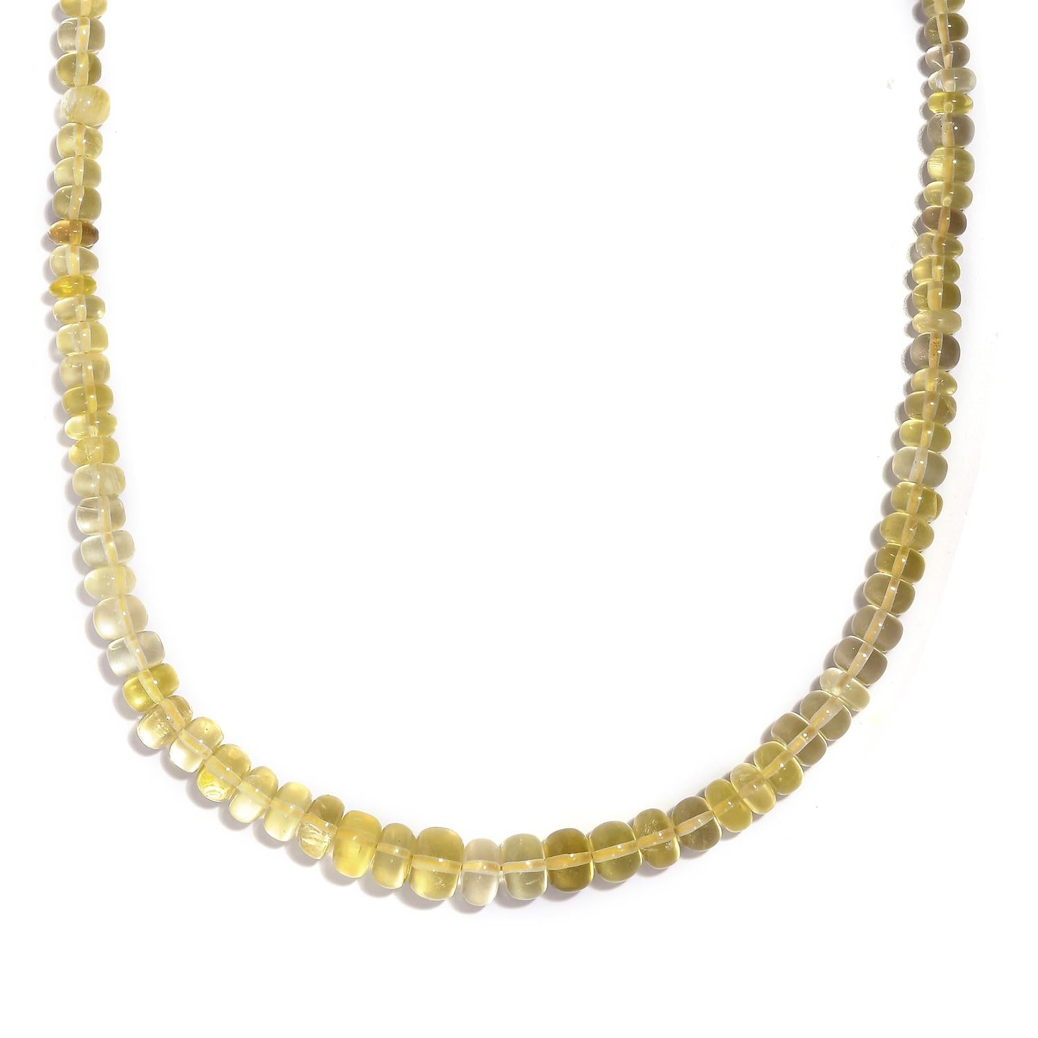 Lemon Quarz Halskette, ca. 45 cm, 925 Silber ca. 120.00 ct