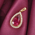 Iliana - AAA Rubellit und weißer Diamant-Anhänger, 750 Gold ca. 2.70 ct