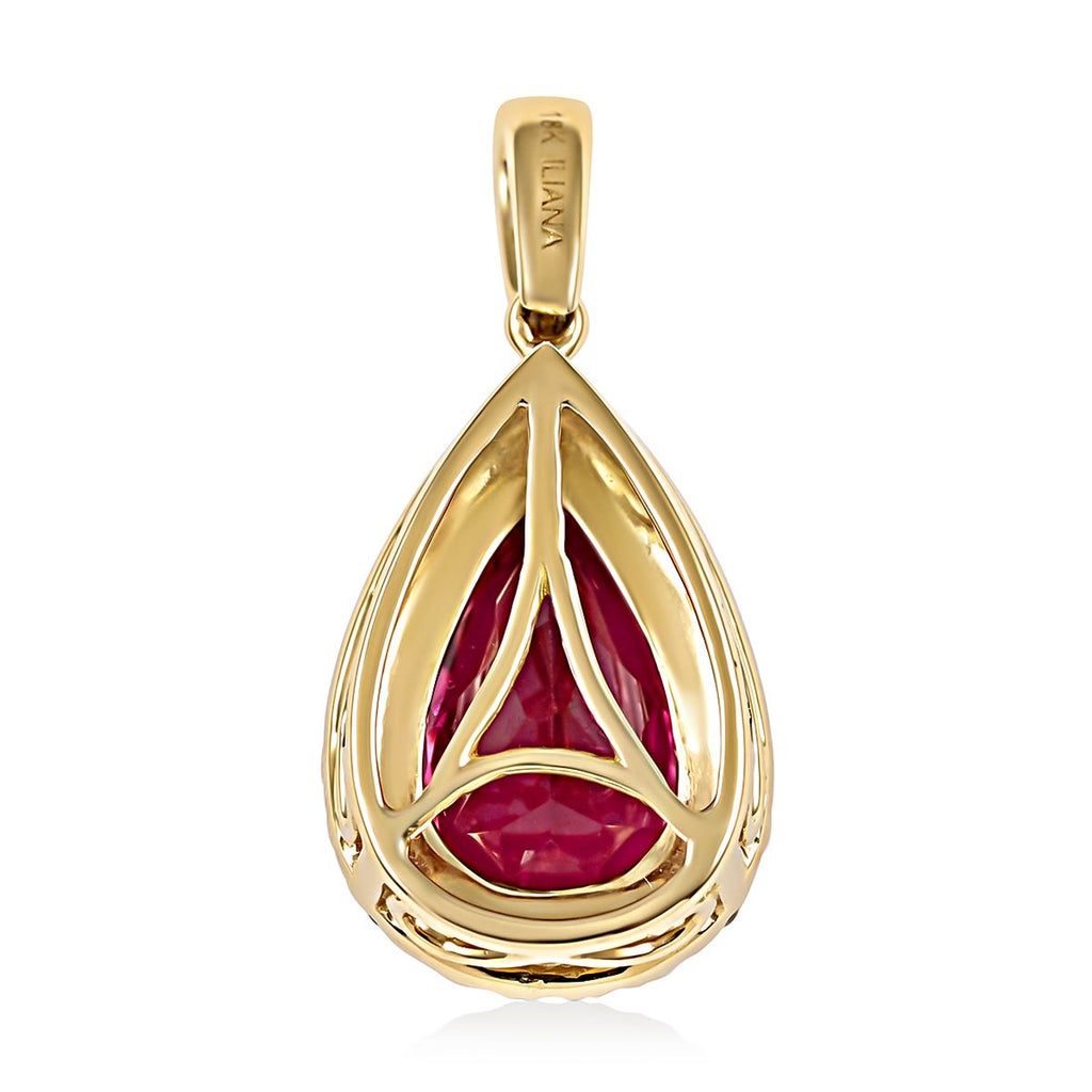 Iliana - AAA Rubellit und weißer Diamant-Anhänger, 750 Gold ca. 2.70 ct