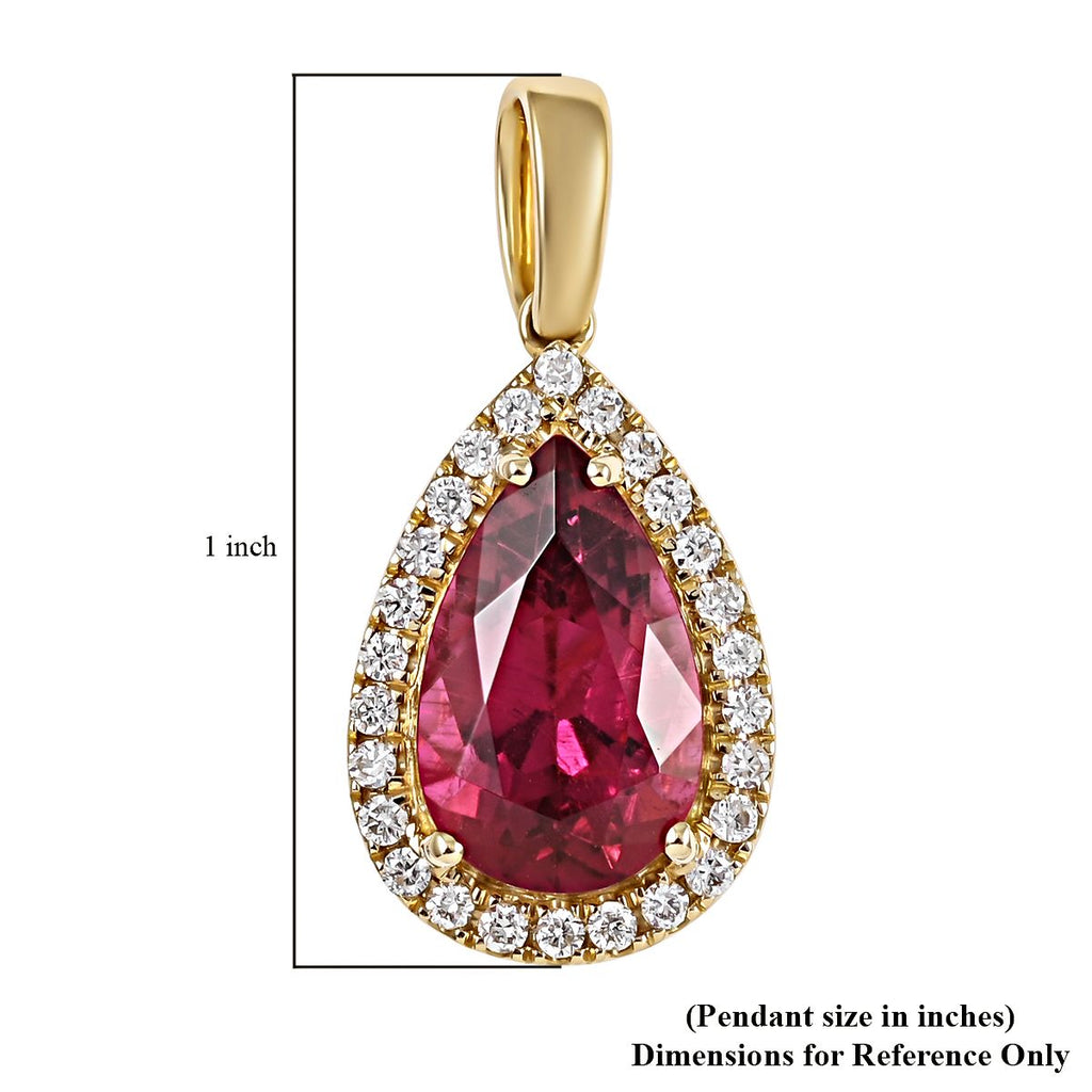 Iliana - AAA Rubellit und weißer Diamant-Anhänger, 750 Gold ca. 2.70 ct