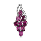 Rhodolith Granat und weißer Zirkon-Anhänger, 925 Silber platiniert ca. 2.12 ct