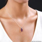 Rhodolith Granat und weißer Zirkon-Anhänger, 925 Silber platiniert ca. 2.12 ct