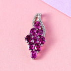 Rhodolith Granat und weißer Zirkon-Anhänger, 925 Silber platiniert ca. 2.12 ct