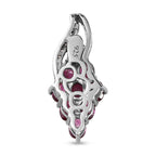 Rhodolith Granat und weißer Zirkon-Anhänger, 925 Silber platiniert ca. 2.12 ct