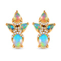 Natürliche, äthiopische Welo Opal und Zirkon-Ohrringe, 925 Silber vergoldet, 2,41 ct.