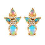 Natürliche, äthiopische Welo Opal-Ohrringe, 925 Silber vergoldet ca. 2.41 ct
