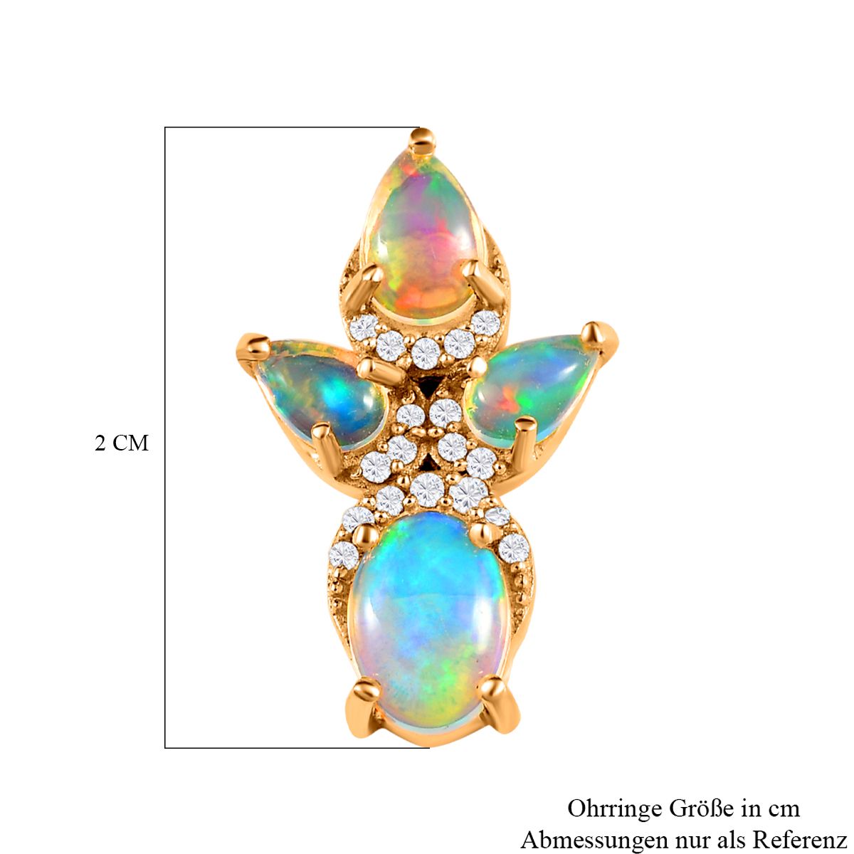 Natürliche, äthiopische Welo Opal-Ohrringe, 925 Silber vergoldet ca. 2.41 ct