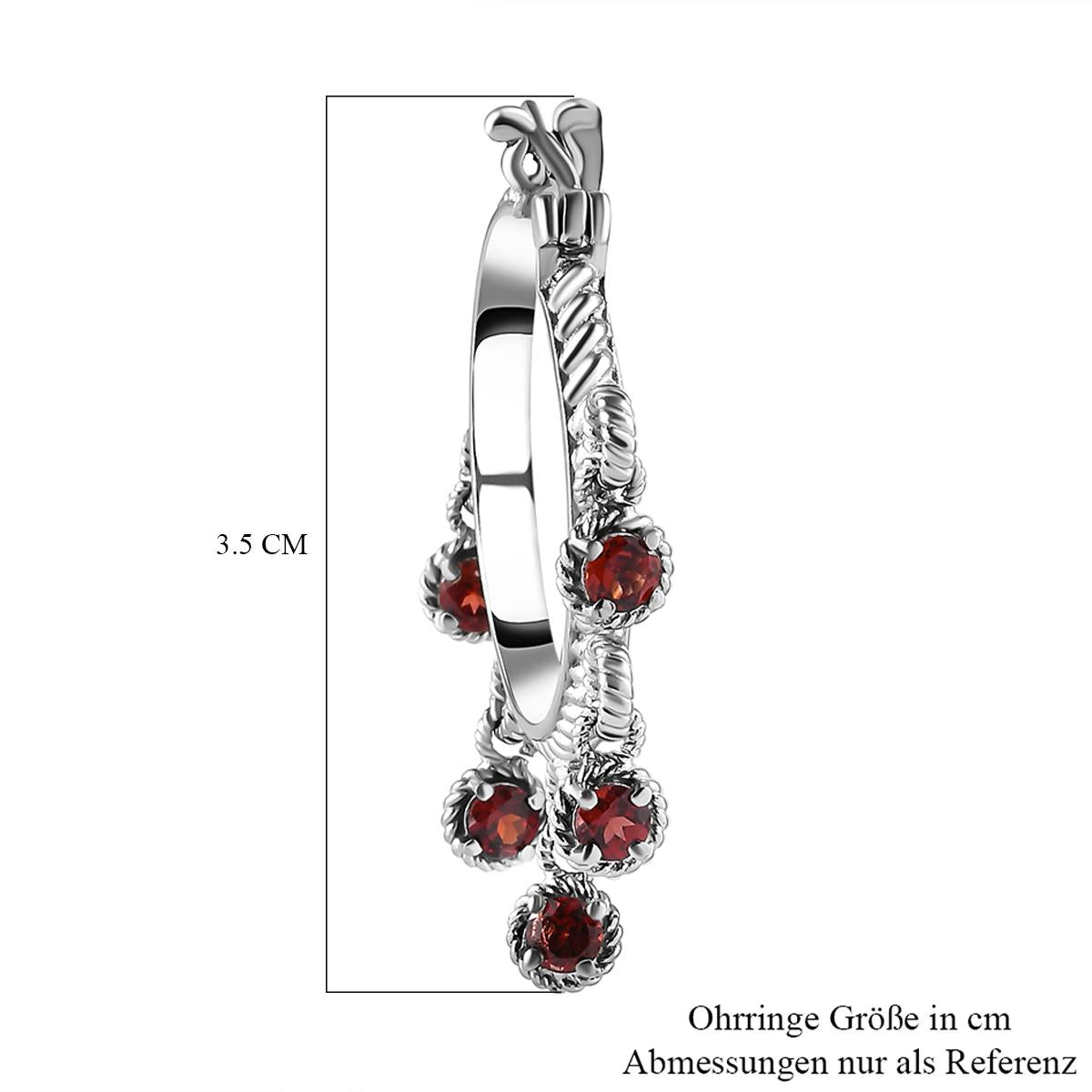 Rote Granat Creolen, Edelstahl ca. 3.57 ct