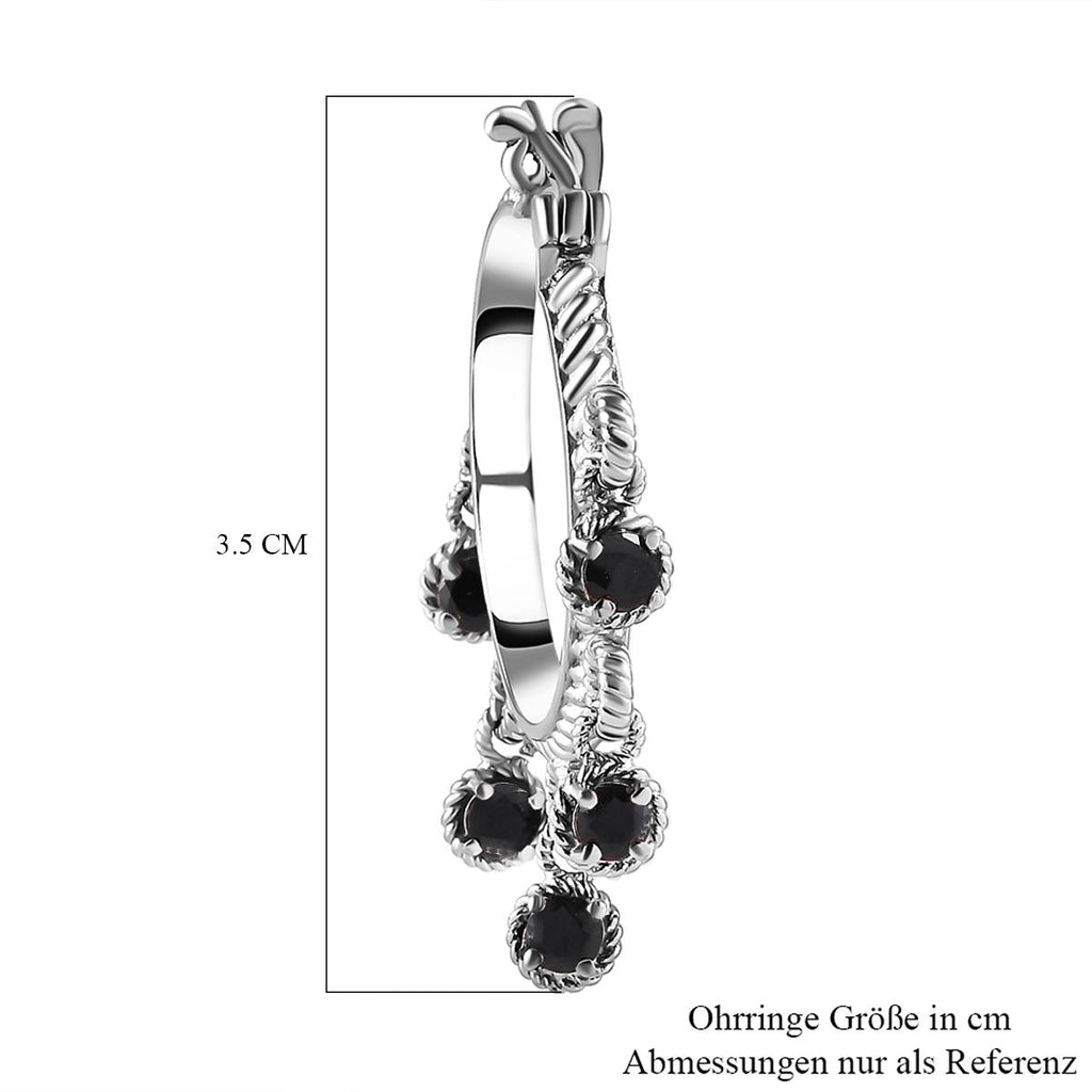 Schwarze Spinell Creolen, Edelstahl ca. 3,05 ct