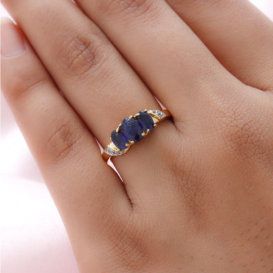 Masoala Saphir (Fissure gefüllt)-Ring, 925 Silber vergoldet ca. 1.57 ct