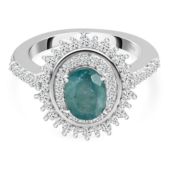 Grandidierit und Zirkon Ring 925 Silber platiniert (Größe 17.00) ca. 2,03 ct