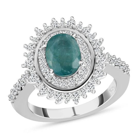 Grandidierit und Zirkon Ring 925 Silber platiniert (Größe 17.00) ca. 2,03 ct