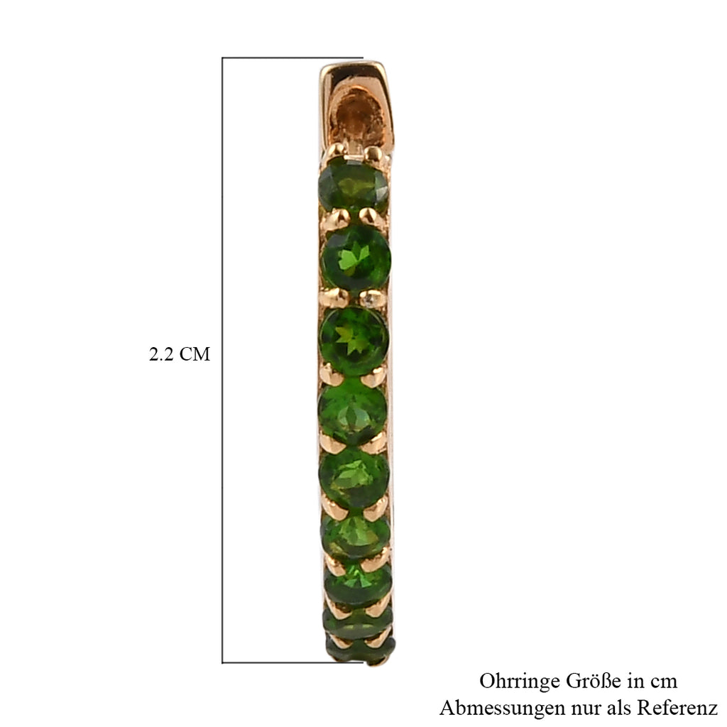 Natürlicher Chromdiopsid Creolen 925 Silber vergoldet ca. 2,37 ct