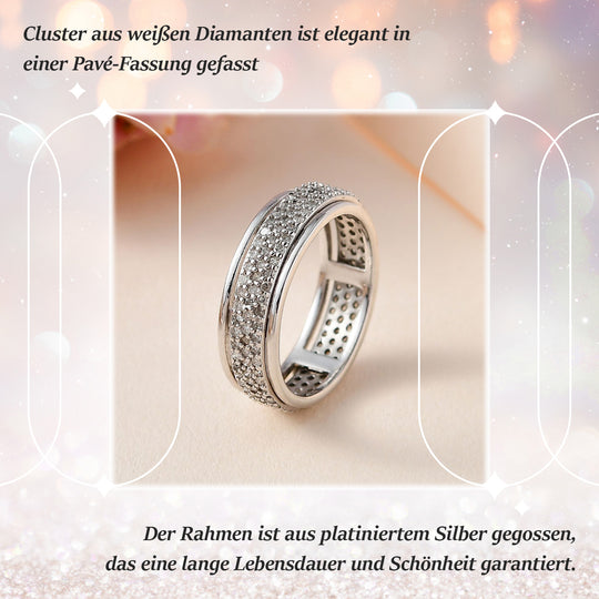 Diamant Spinning Ring 925 Silber platiniert (Größe 21.00) ca. 1,00 ct