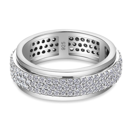 Diamant Spinning Ring 925 Silber platiniert (Größe 21.00) ca. 1,00 ct