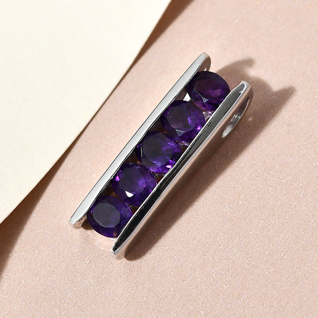 Afrikanischer Amethyst Anhänger, 925 Silber platiniert, ca. 1.72 ct