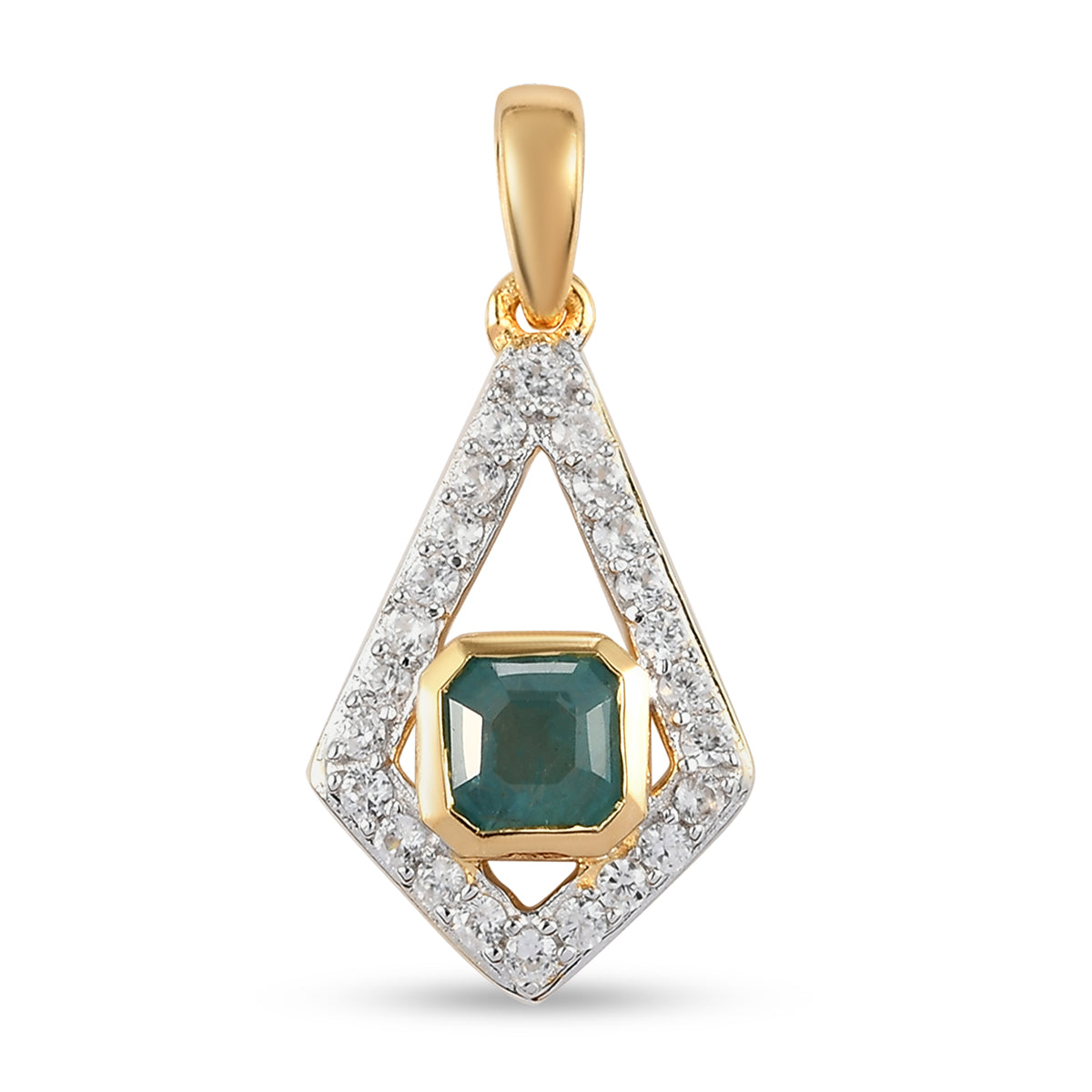 Blaugrüner Grandidierit und Zirkon-Anhänger, 925 Silber vergoldet ca. 1,13 ct