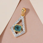 Blaugrüner Grandidierit und Zirkon-Anhänger, 925 Silber vergoldet ca. 1,13 ct