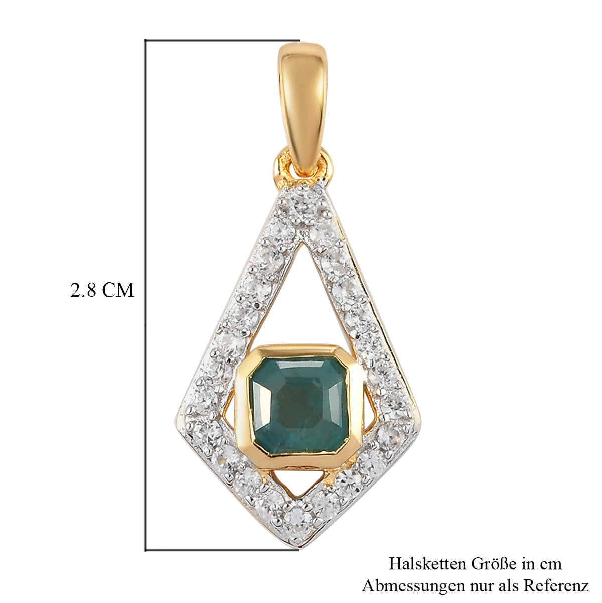 Blaugrüner Grandidierit und Zirkon-Anhänger, 925 Silber vergoldet ca. 1,13 ct