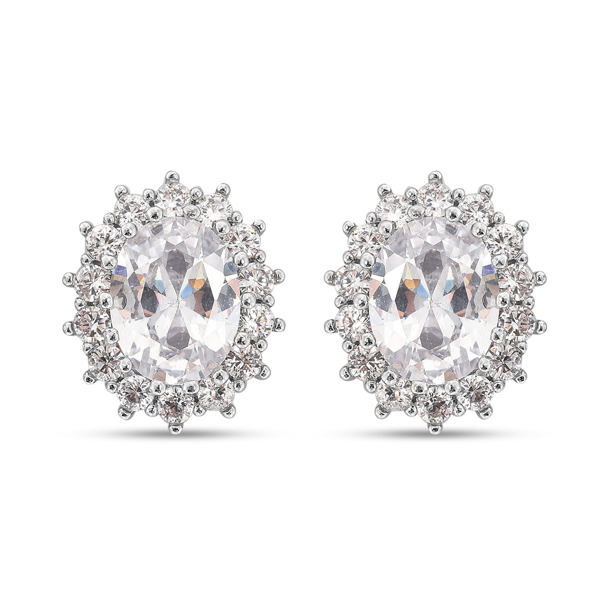 Weiße Zirkonia-Ohrringe, silberfarben ca. 3,00 ct