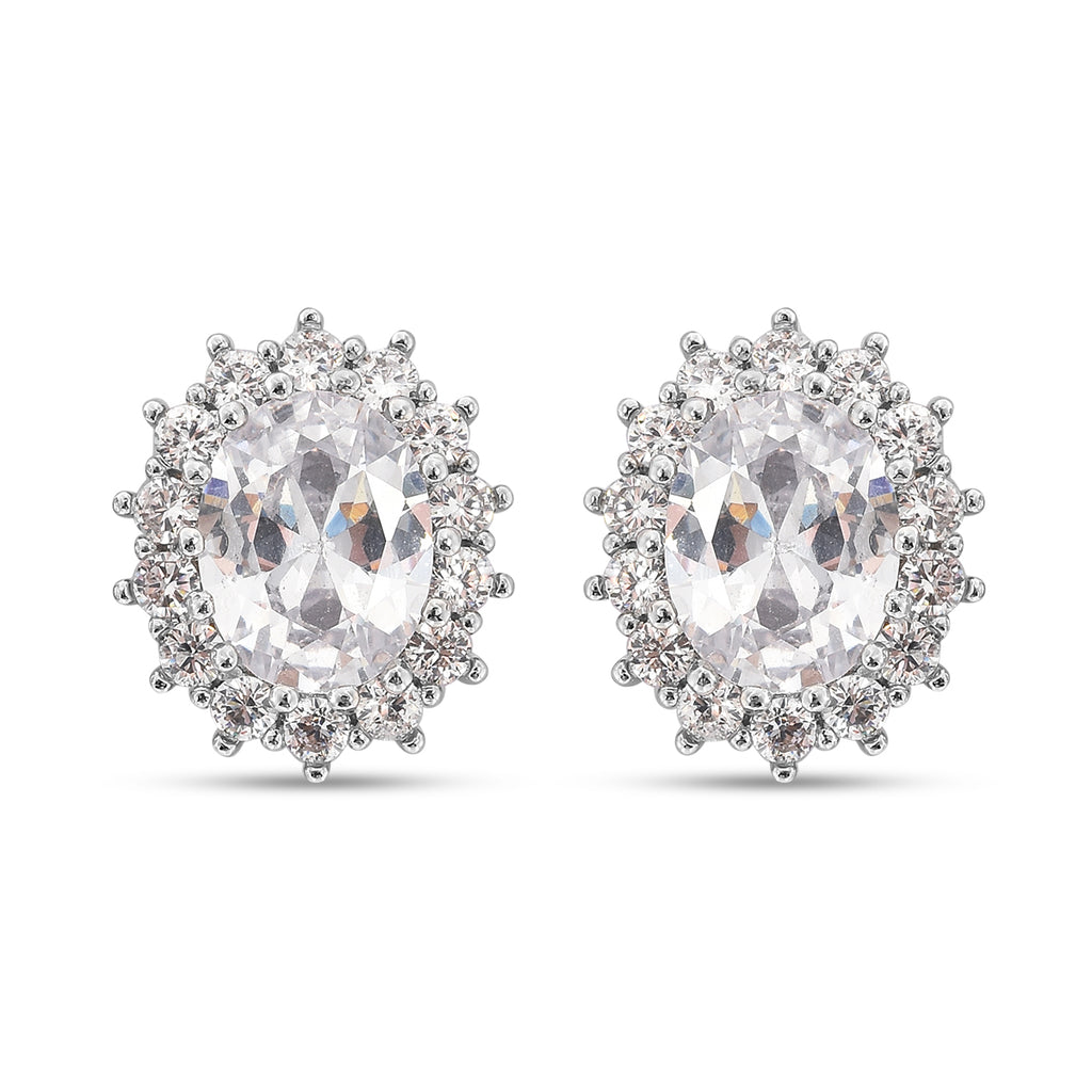 Weiße Zirkonia-Ohrringe, silberfarben ca. 3,00 ct