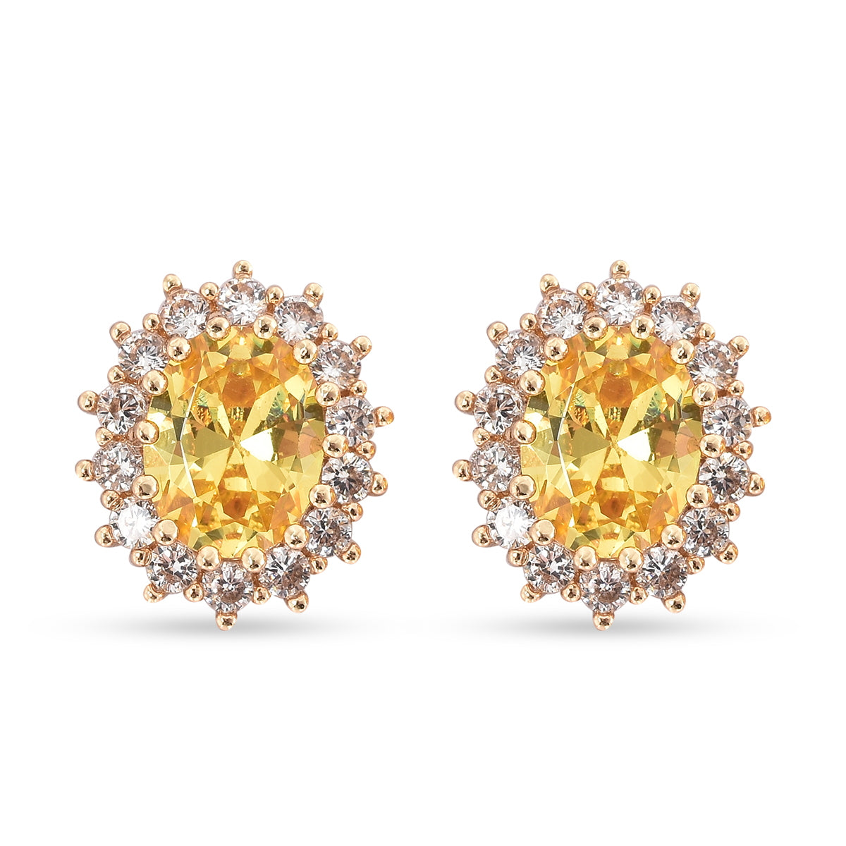 Gelbe und weiße Zirkonia-Ohrringe, goldfarben ca. 3,00 ct
