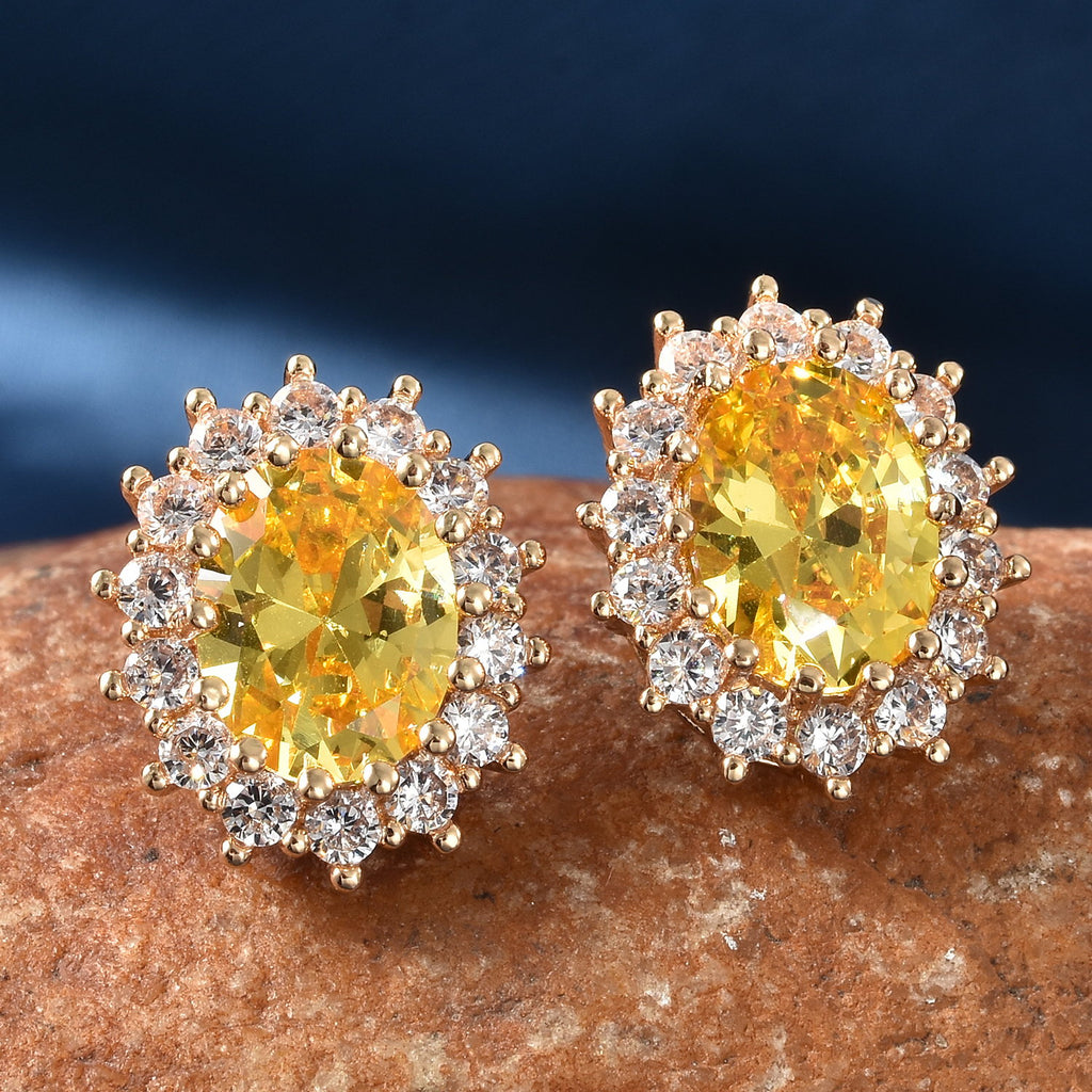 Gelbe und weiße Zirkonia-Ohrringe, goldfarben ca. 3,00 ct
