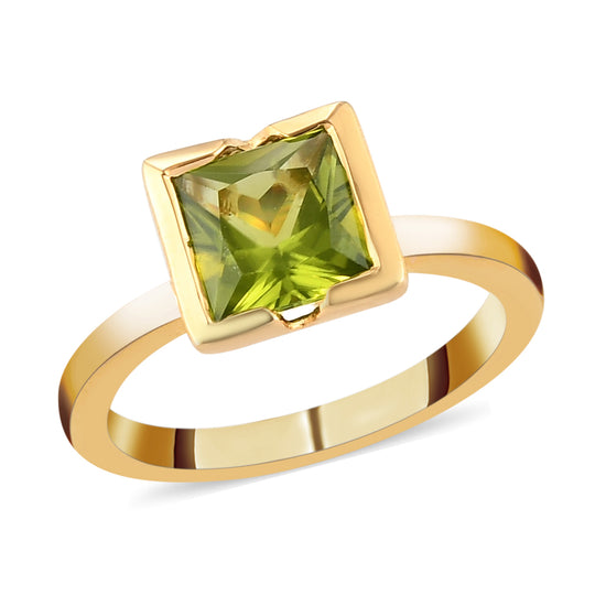 Natürlicher Peridot-Ring, 925 Silber vergoldet ca. 1,67 ct