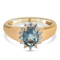 London Blau Topas und Zirkon Halo Ring 925 Silber vergoldet (Größe 16.00) ca. 1,24 ct