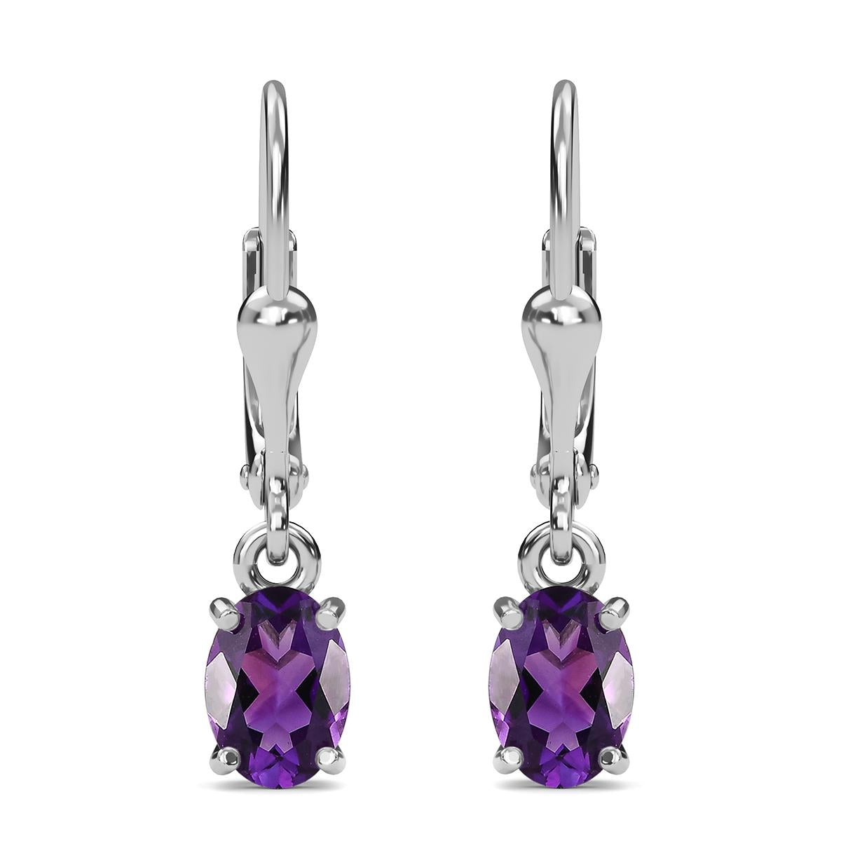 AAA Natürliche, marokkanische Amethyst-Ohrringe, 925 Silber platiniert ca. 2.29 ct